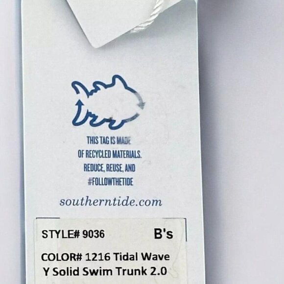 Southern Tide Boys XL-16 Quick Dry Tidal Wave Solid Turquoise Swim Trunks NEW - Picture 5 of 10